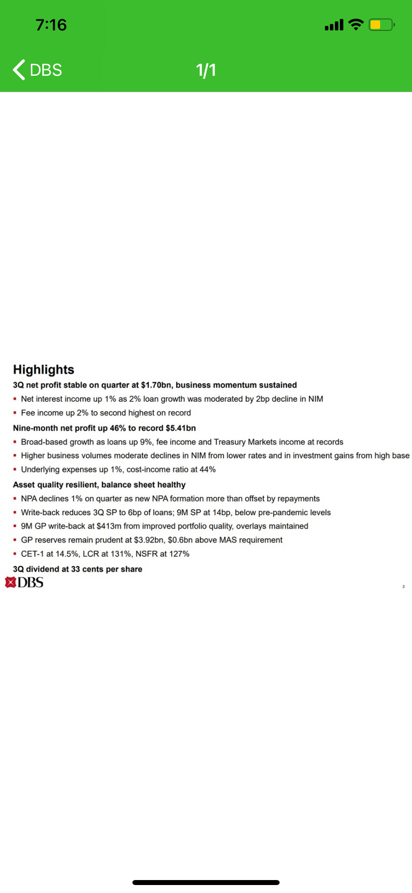 $DBS (D05.SG)$ up up up? 33 cents dividends