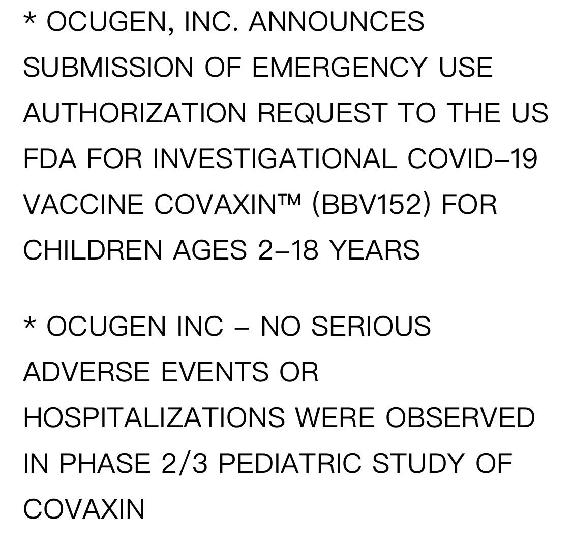 $Ocugen (OCGN.US)$ If approved, it's the only one in the world. No more than $20 with your last name O[Commando]