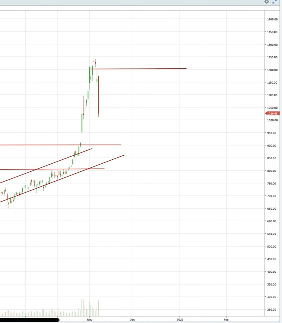 $Tesla (TSLA.US)$ Crucial support @$900