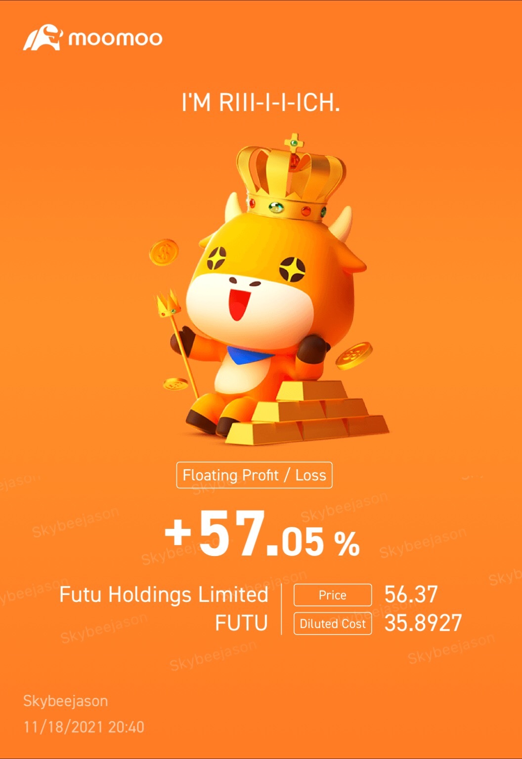 $フートゥー・ホールディングス (FUTU.US)$ 再度55で買い時です