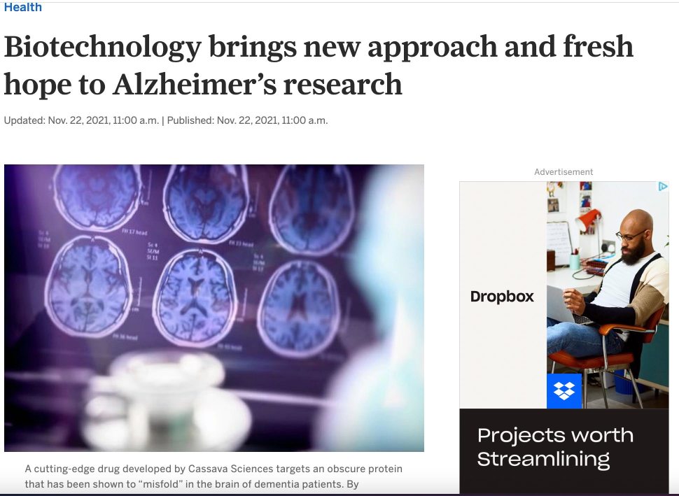 Bullish. SAVA Brings Hope to Alzheimer’s research.