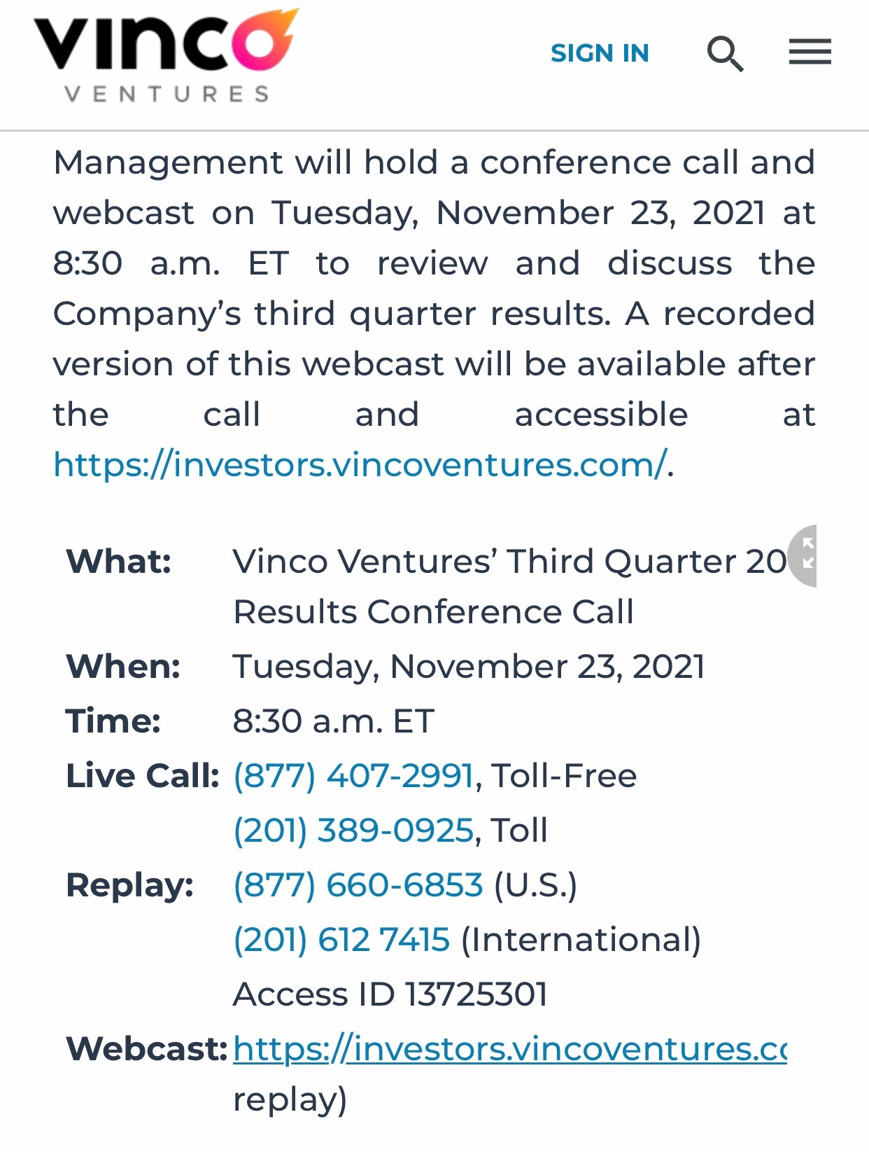 $Vinco Ventures (BBIG.US)$  https://investors.vincoventures.com/