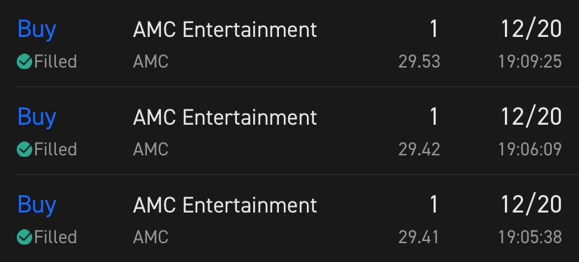 $AMC Entertainment (AMC.US)$ Don’t have much money, but I’m finally down to 36 from 43. Progress!