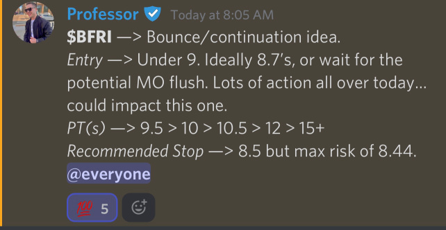 55% Day Trade Alert - $BFRI