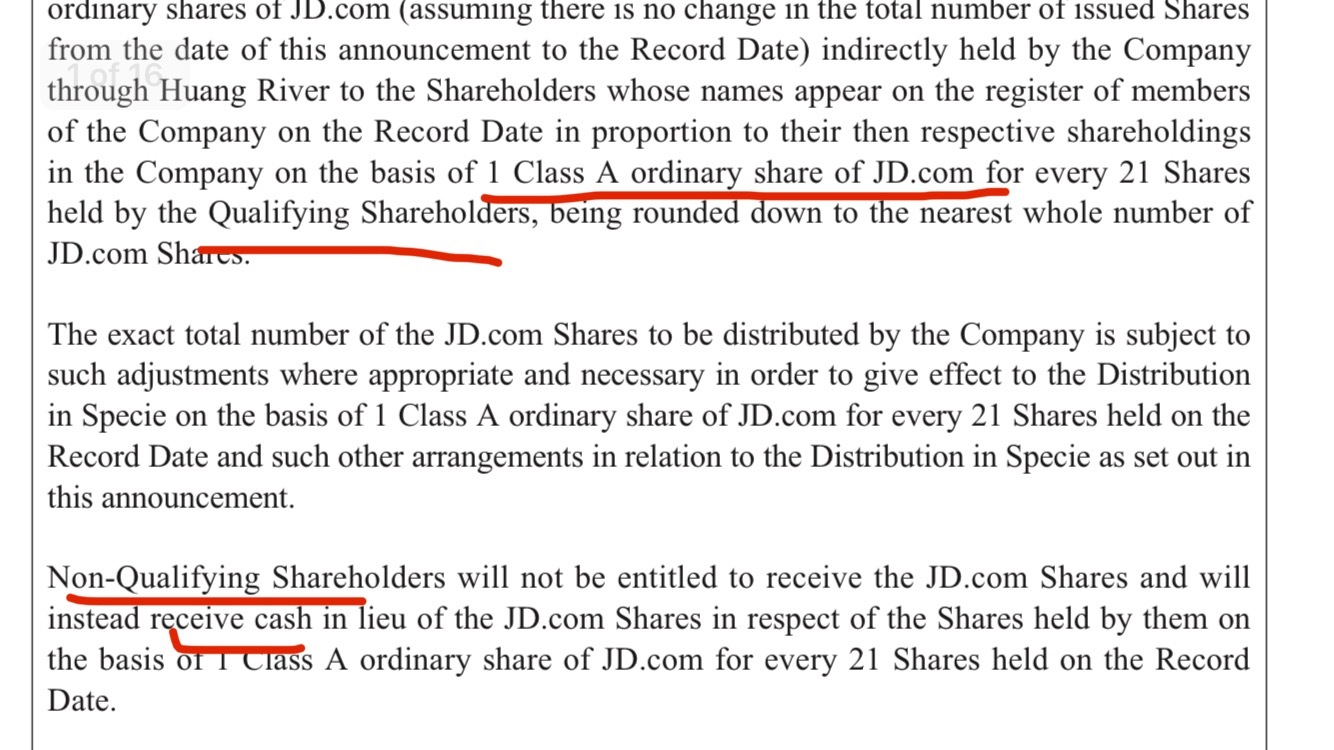 $TENCENT (00700.HK)$ For tencent interim dividend, does anyone know if we as Moomoo users get JD stock(qualifying shareholder) or cash (non-qualifying sharehold...