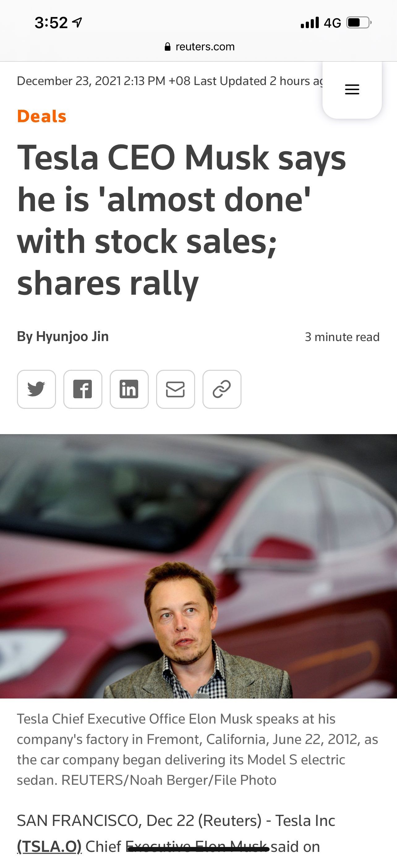 $特斯拉 (TSLA.US)$ 埃隆·馬斯克尚未完全出售他的股票