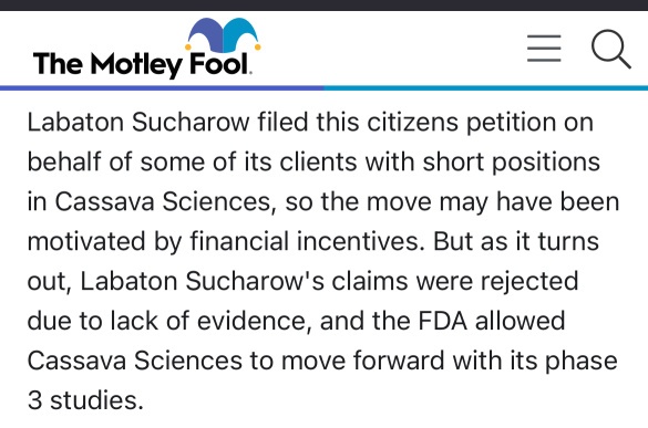 Bullish SAVA🚀.The Motley Fool Article this morning