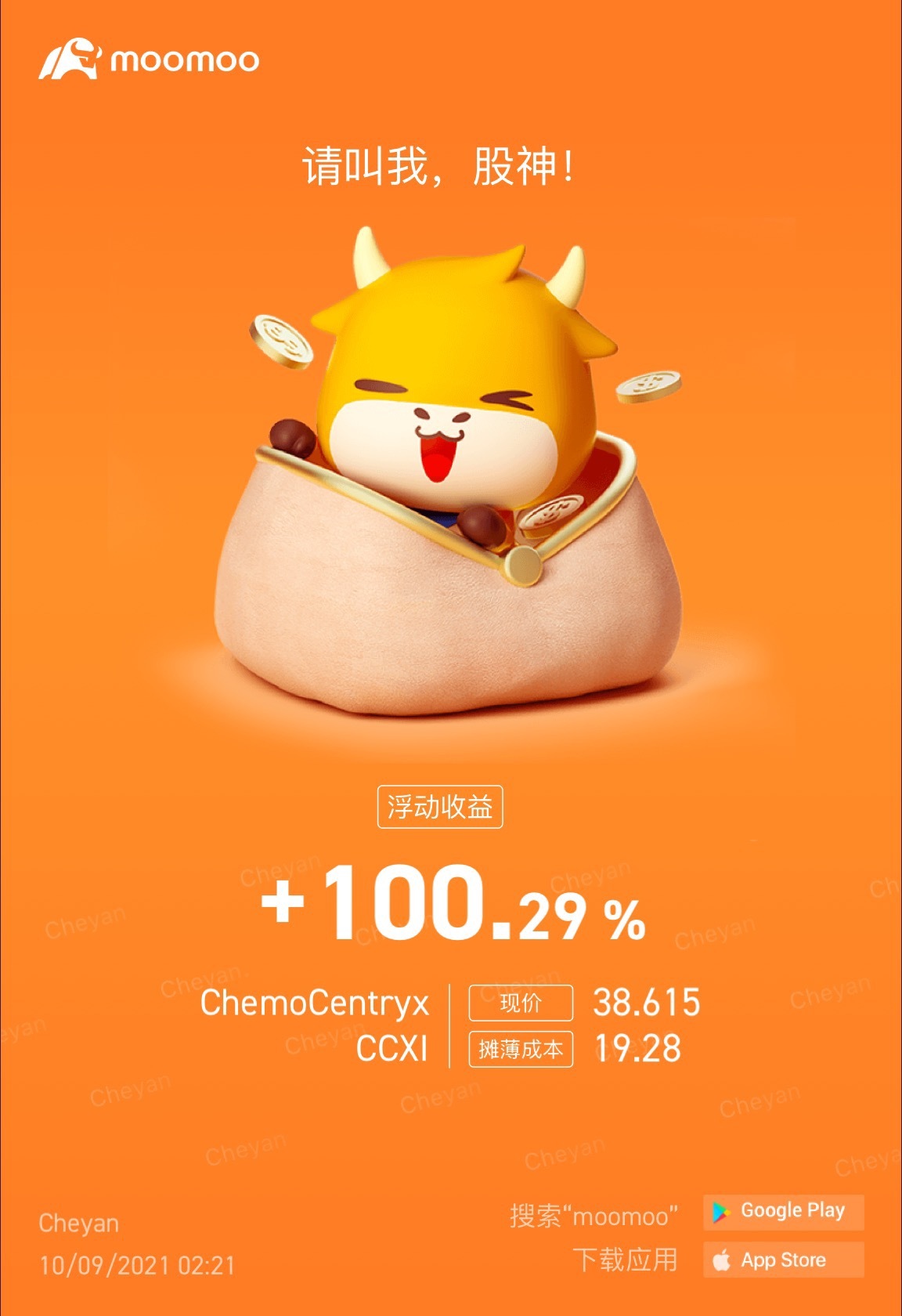 $ケモセントリックス (CCXI.US)$100％もう一回できますか？[しり込み][しり込み]