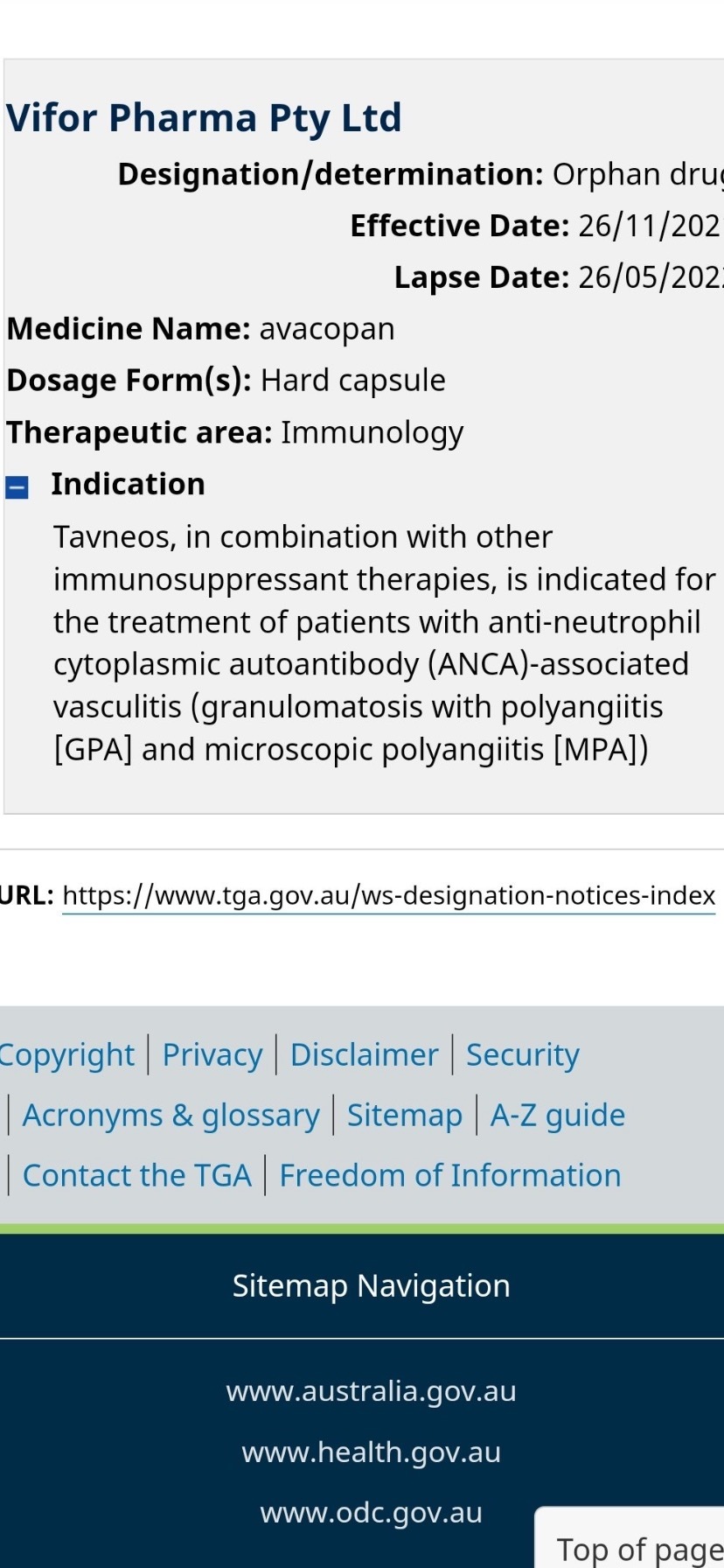 $ChemoCentryx (CCXI.US)$ 已提交澳大利亚批准。