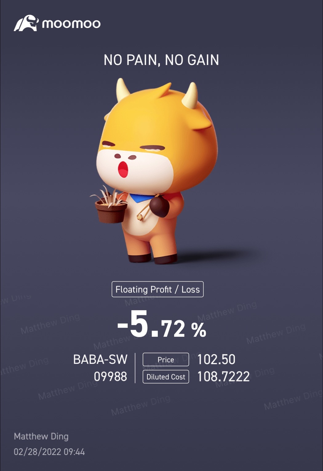 阿里巴巴-W (09988.HK)$ 在101再加仓，一生一次的交易，平均降至108。市盈率为11，行业板块平均为32... - moomoo 社区