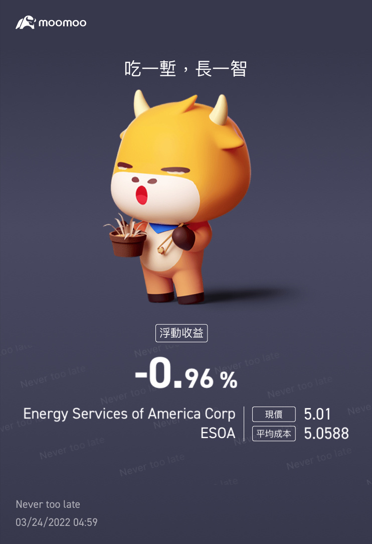 $Energy Services of America Corp (ESOA.US)$ 現在是飛行的時候了嗎？？