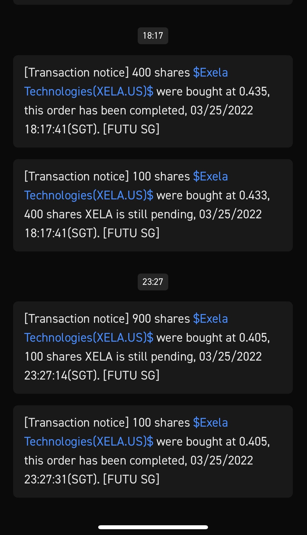 $エクセラ テクノロジーズ (XELA.US)$ 今日もまた買い増しした😛🤪😁