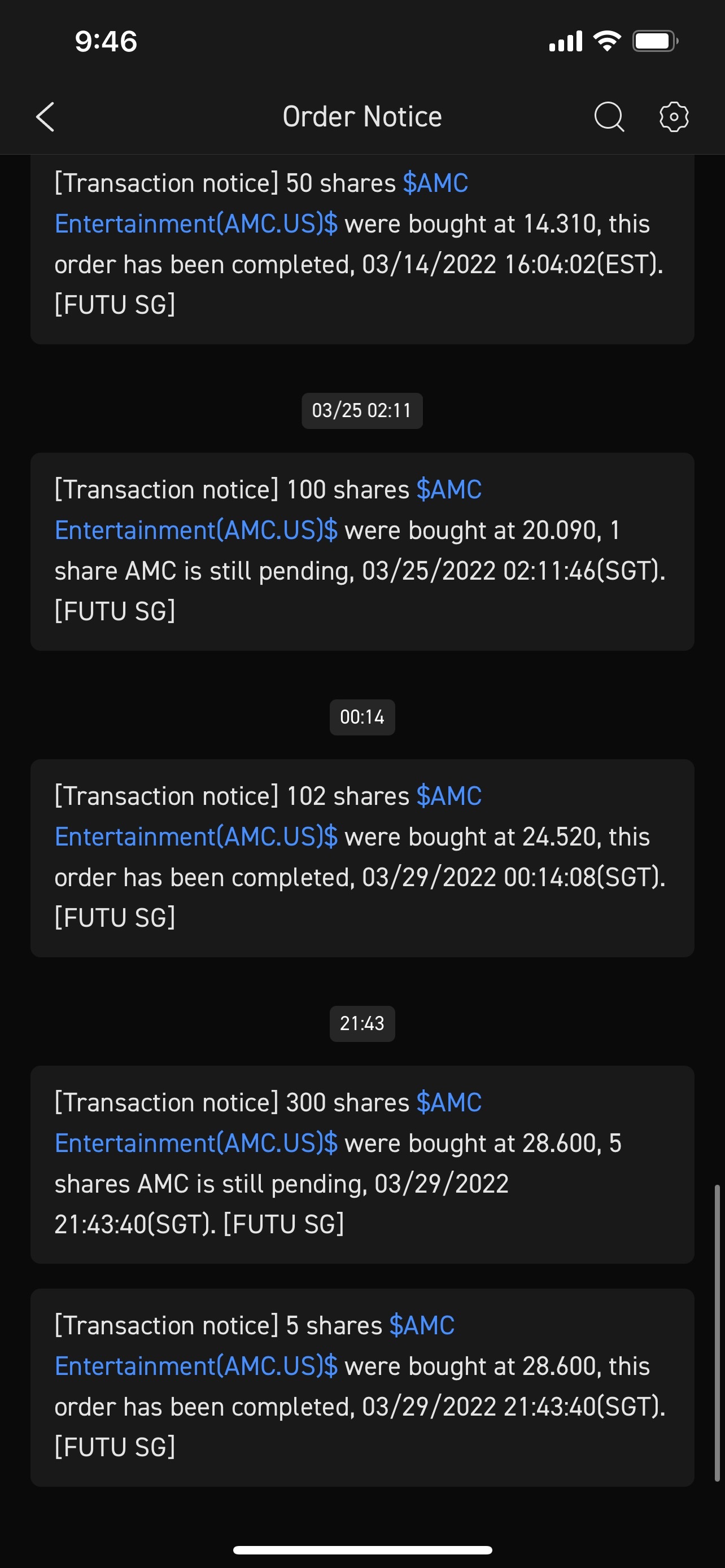 $AMC院线 (AMC.US)$ 停牌期间买入了305股，准备继续购买！🍒