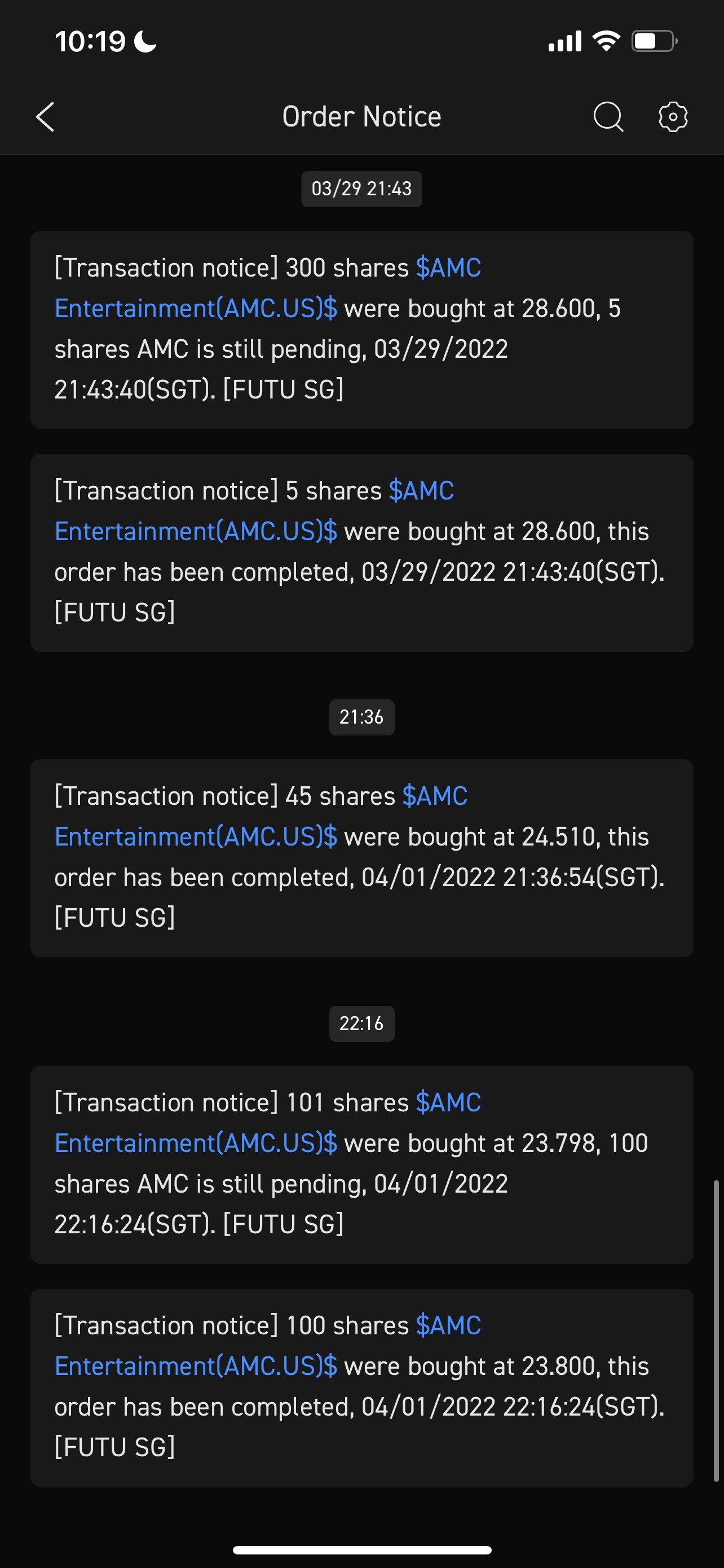 $AMC Entertainment (AMC.US)$  Added 200 more. just the beginning [Shy]