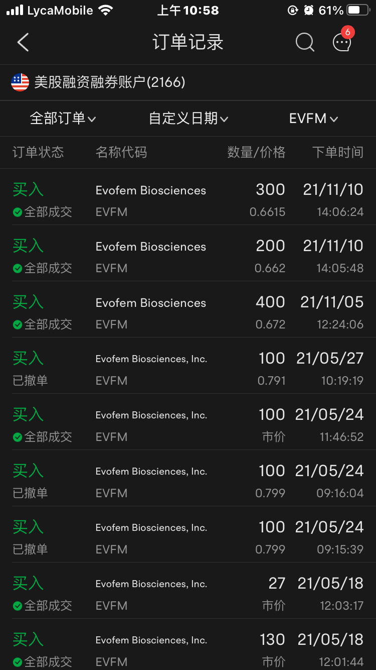 $エボフェム・バイオサイエンシズ (EVFM.US)$私は約2000株を買った（しかし、システムの詳細によると、私の統計買い付け記録はわずか1813株しかないと表示されている）平均価格は0.88ですが、なぜ今日は100株しか持っていなくて、平均価格が13.334になったのですか？去年の52週間や上場来高値とは全く合って...