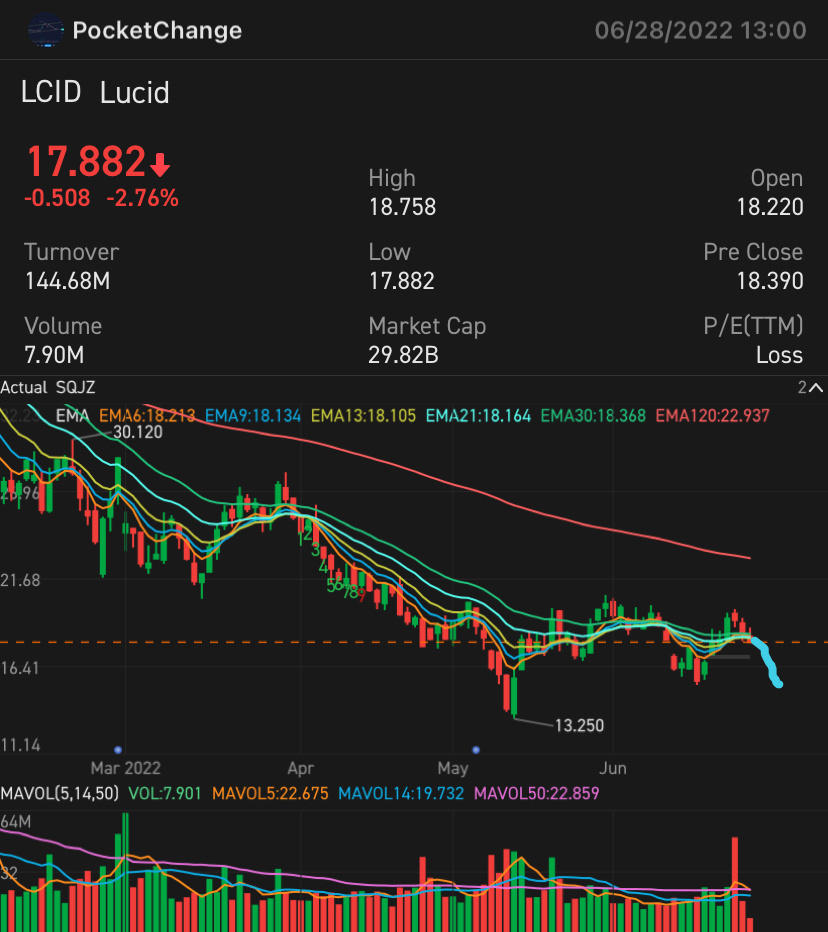 LCID擺動買入8月16號或14號行使價。