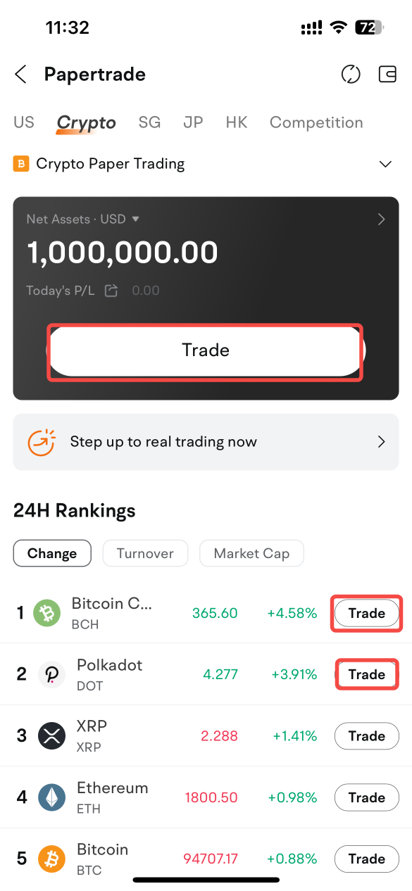 🌐 Singapore's first compliant securities company to support Crypto paper trading!