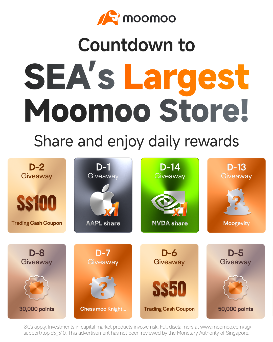 倒计时至SEA最大的moomoo门店:分享并赢取每日奖励!