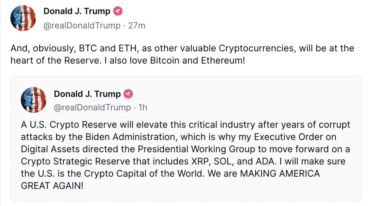 トランプが米国の暗号資産戦略備蓄計画を正式に発表、ビットコインが1日でほぼ10%上昇、リップルとカルダノが60%以上急騰... -  moomooコミュニティ