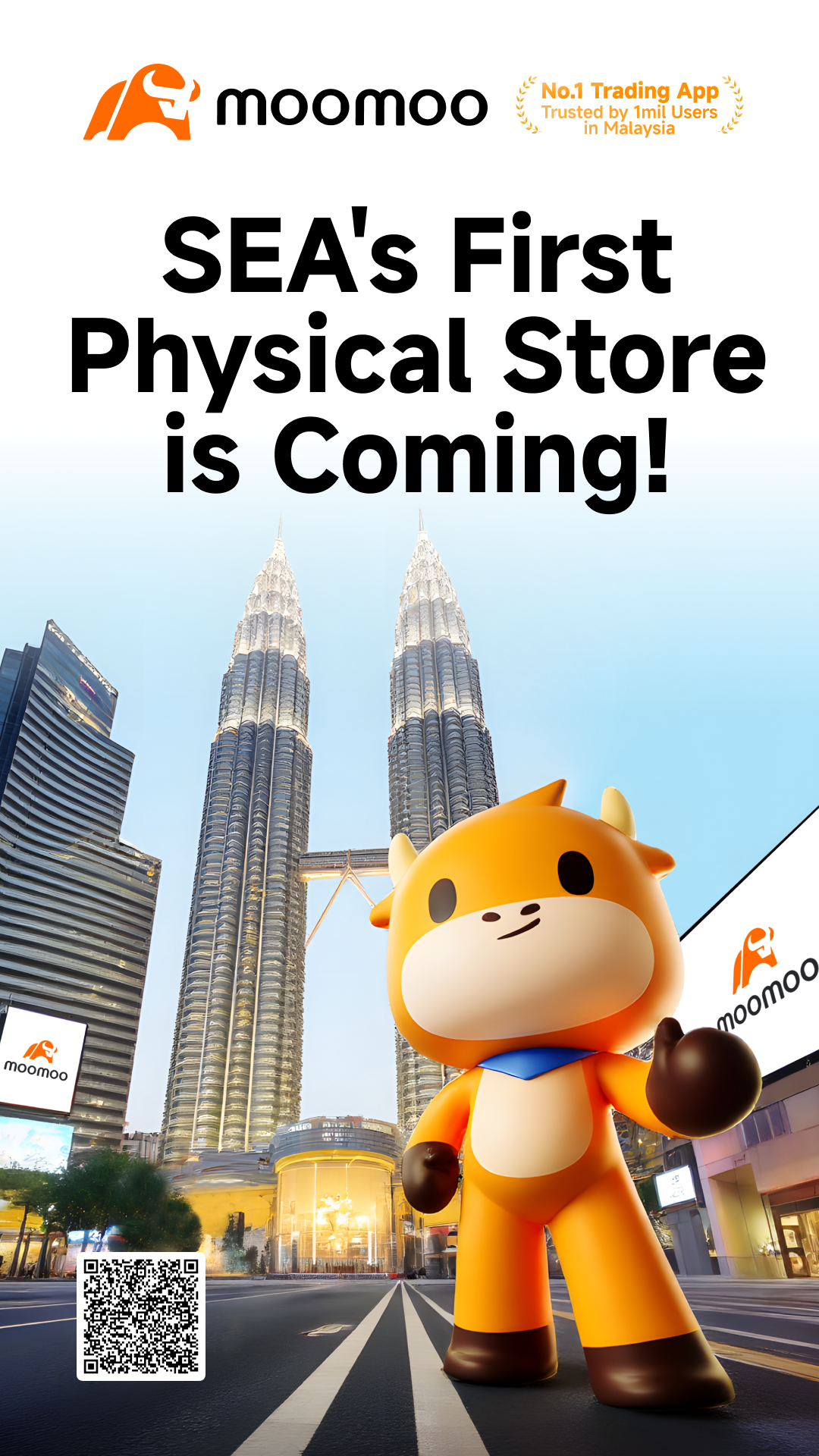 [Clap] Hey, mooers, big news!  Moomoo is about to reach a historic milestone! We're opening Southeast Asia's first-ever physical trading experience store, right here in KL Eco City, Malaysia. Be among the first to visit our store during the renovation phase, snap some photos, and join our interactive activities! *Location: Lot Nos.1-01 & 02, KL Eco City the Hub, Pantai Baru, Jalan Bangsar, 59200 ...