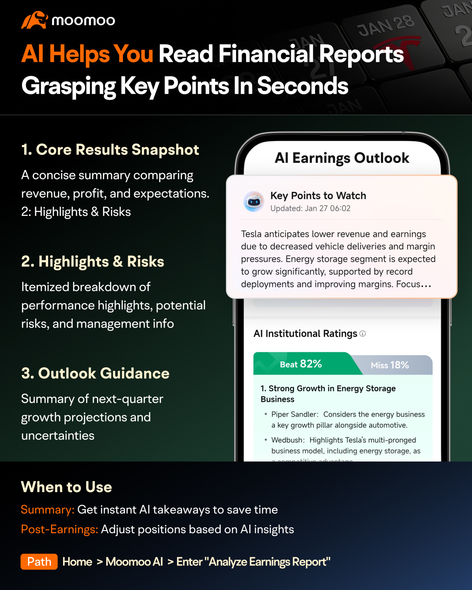 Earnings season is one of the most volatile yet opportunity-rich periods in the market. To navigate the waves of financial reports and market reactions, you need more than just luck—you need the right tools. At Moomoo, we want to empower you to make data-driven decisions with speed and precision. Here are four powerful features designed to help you analyze, forecast, and execute your trades effectively this earnings season. 👇...