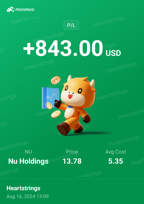 Nu Holdings GO Go Go to get he moon! 🌝