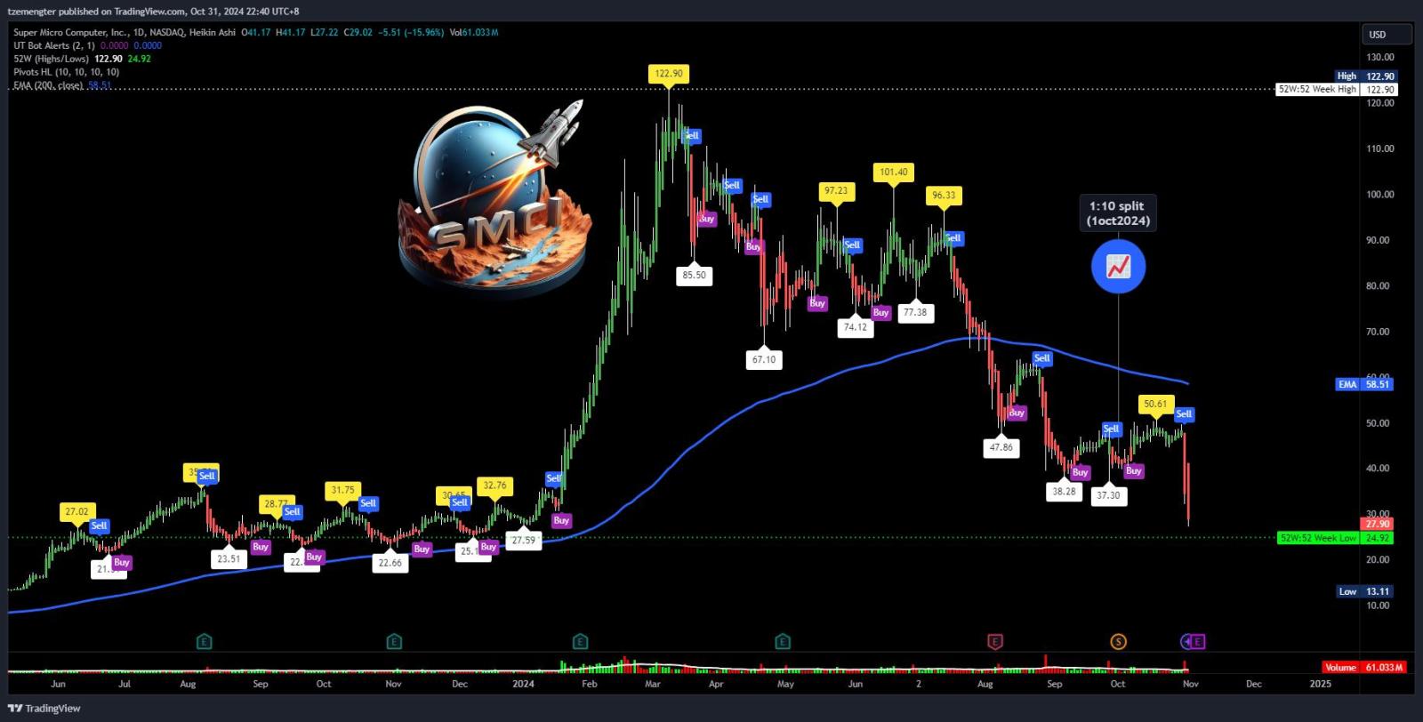 $超微電腦 (SMCI.US)$ 第2天屠宰。