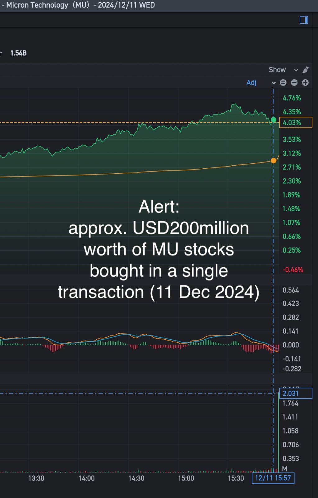 一人の投資家によるUSD20000万の注入アラート