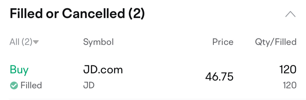 $JDドットコム (JD.US)$ 昨日、私はJD株を買いました。46.75で埋められましたが、コスト/価格は44.227と表示されています。これはシステムエラーですか？