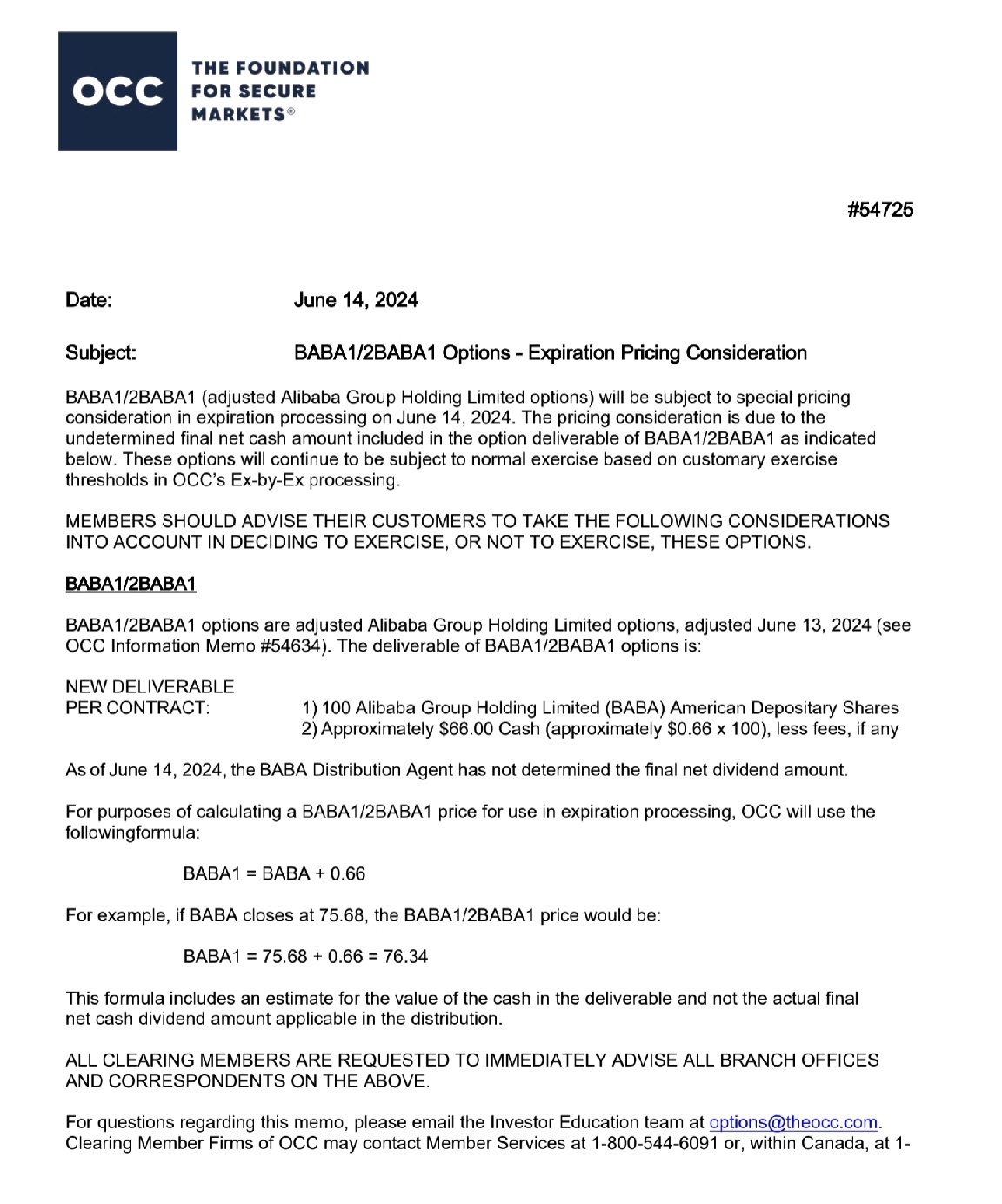 BABA options changes to note, special dividend included in BABA1