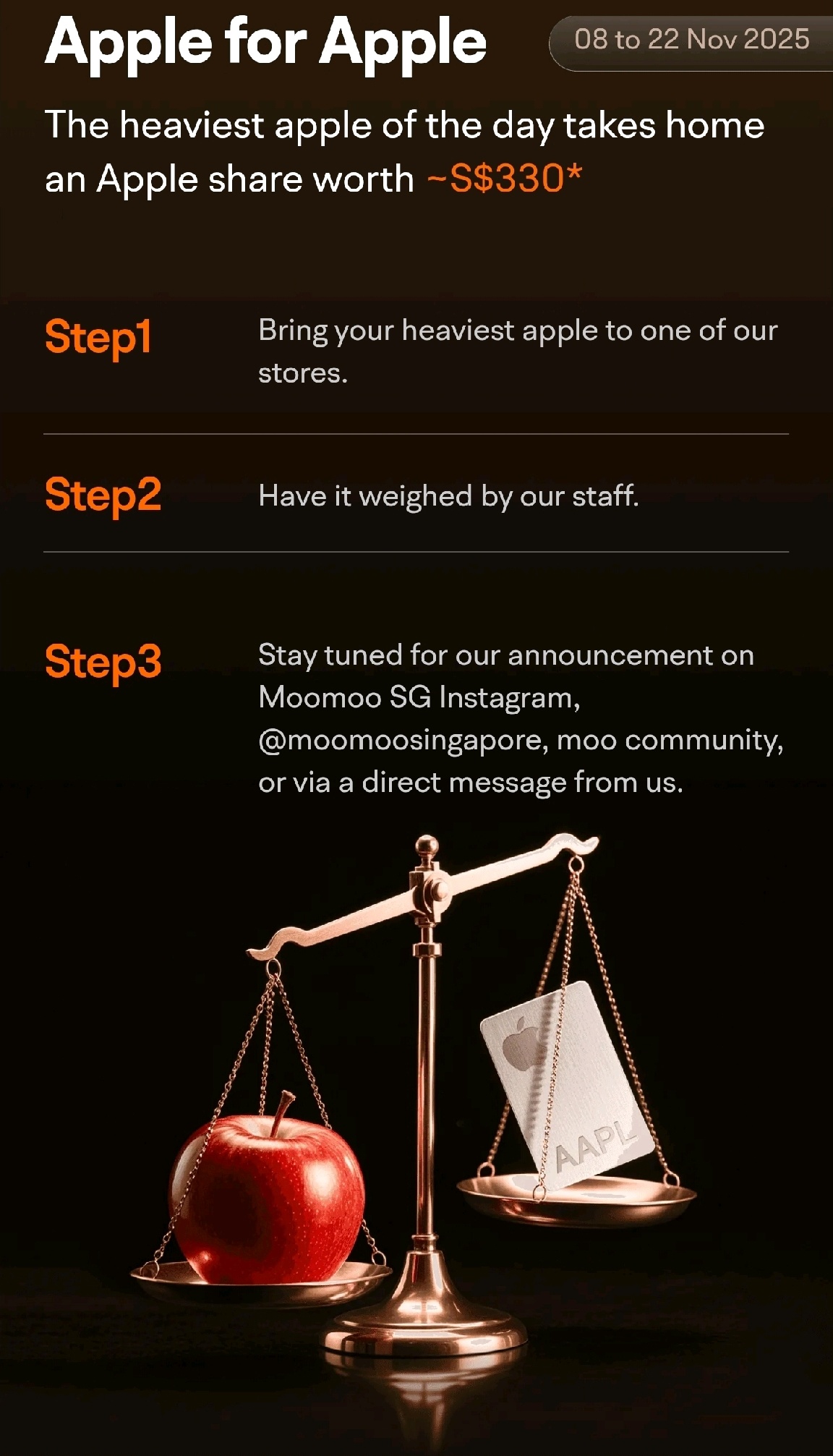 这里有一个如何在MooMoo SG商店赢取免费苹果股票的小提示- moomoo 社区