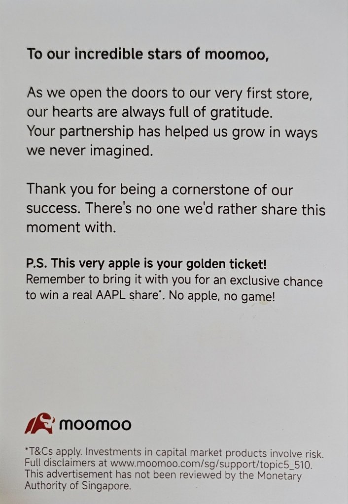 这里有一个如何在MooMoo SG商店赢取免费苹果股票的小提示