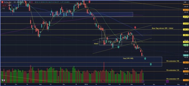 TSLA - 有限看漲情況；大部分看跌情況