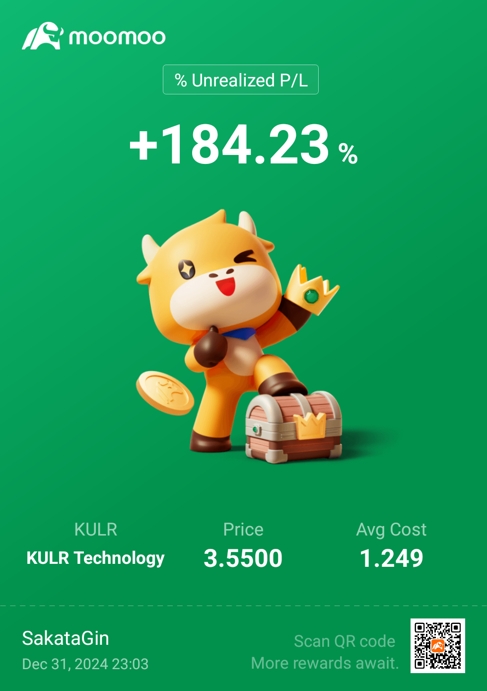 $KULR Technology (KULR.US)$ 不出售。大家新年快樂。