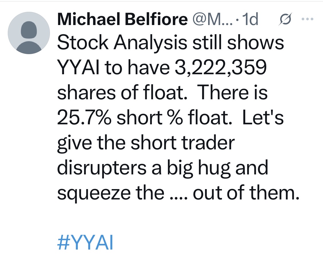 AiRWA (YYAI.US)$ 分享Michael Belfiore（最近购买了321万股的Airwa董事）的一些T... - moomoo 社区