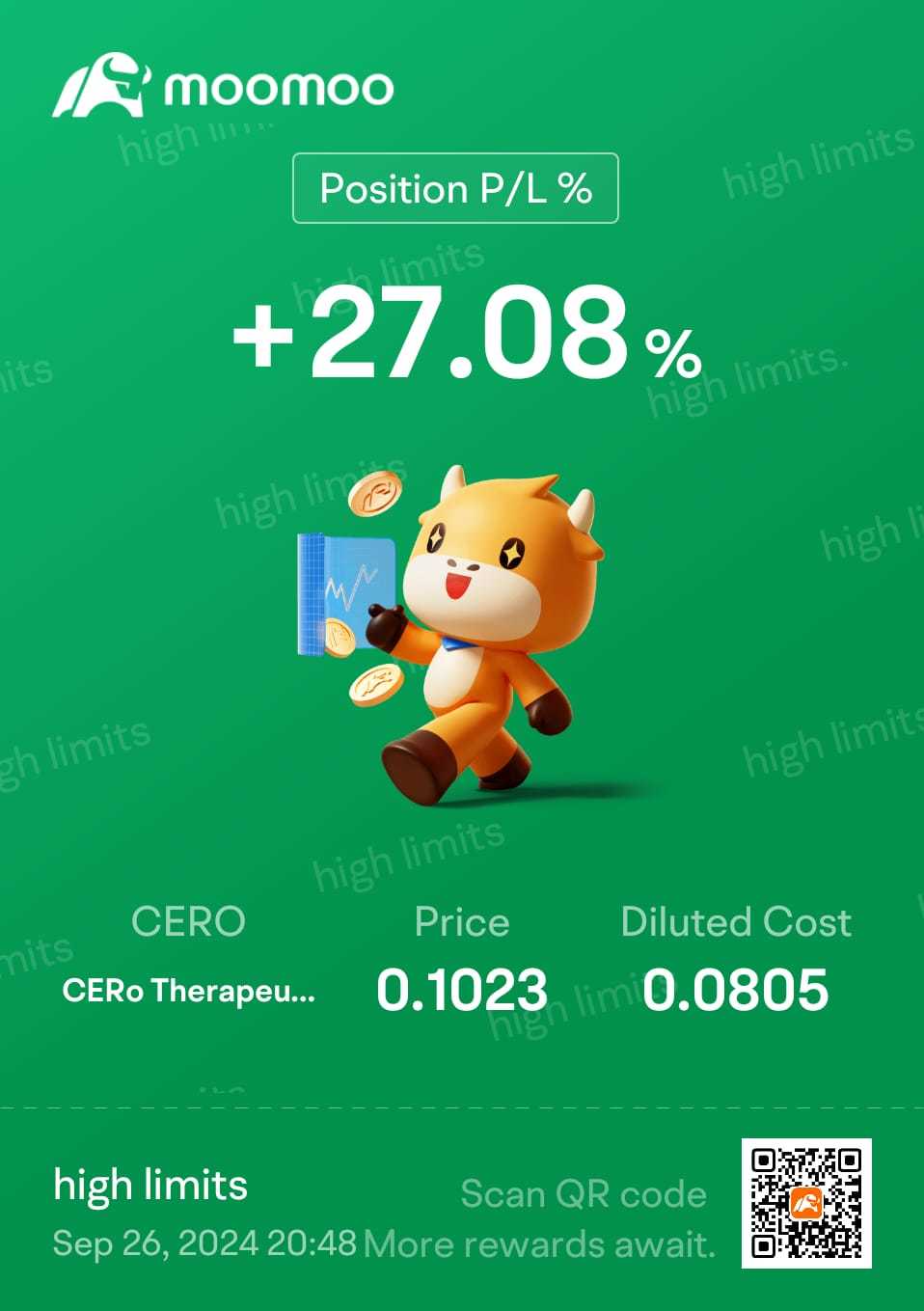 $CERo Therapeutics (CERO.US)$ 让我们希望股价上涨。我错过了昨晚的1.45。😭