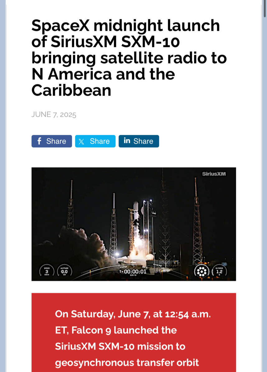 新衛星SXM-10已入軌！