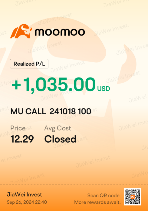 昨天賺了1000USD using options , MooMoo 剛launch ，小試牛刀😃