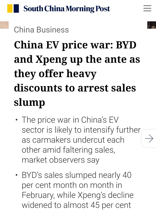 BYD and Xpeng initiate new price cut and heavy discount to arrest sales slump