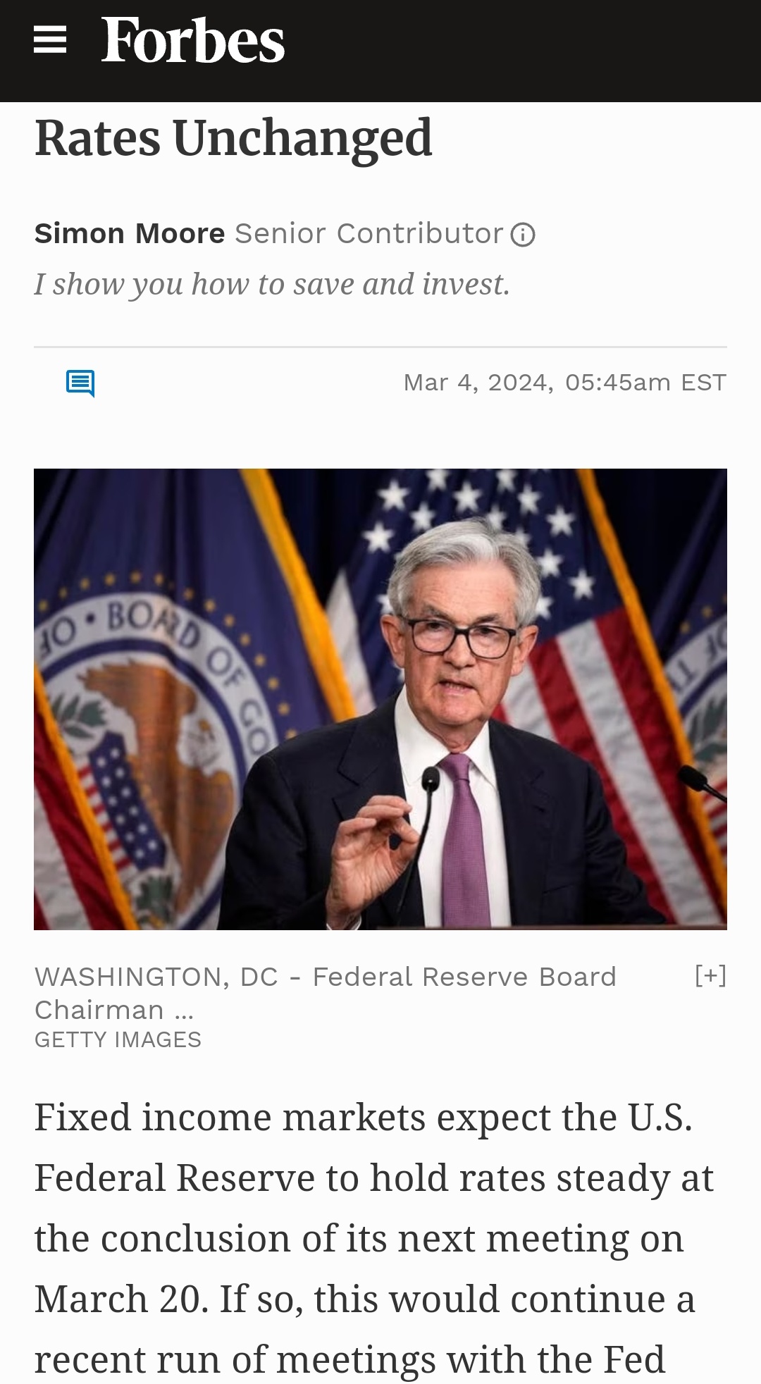 March Fed Meeting Interest Rates likely Unchanged - Stocks Double Whammy