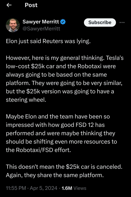 Tesla Robotaxi and $25k Model may be based on the same platform