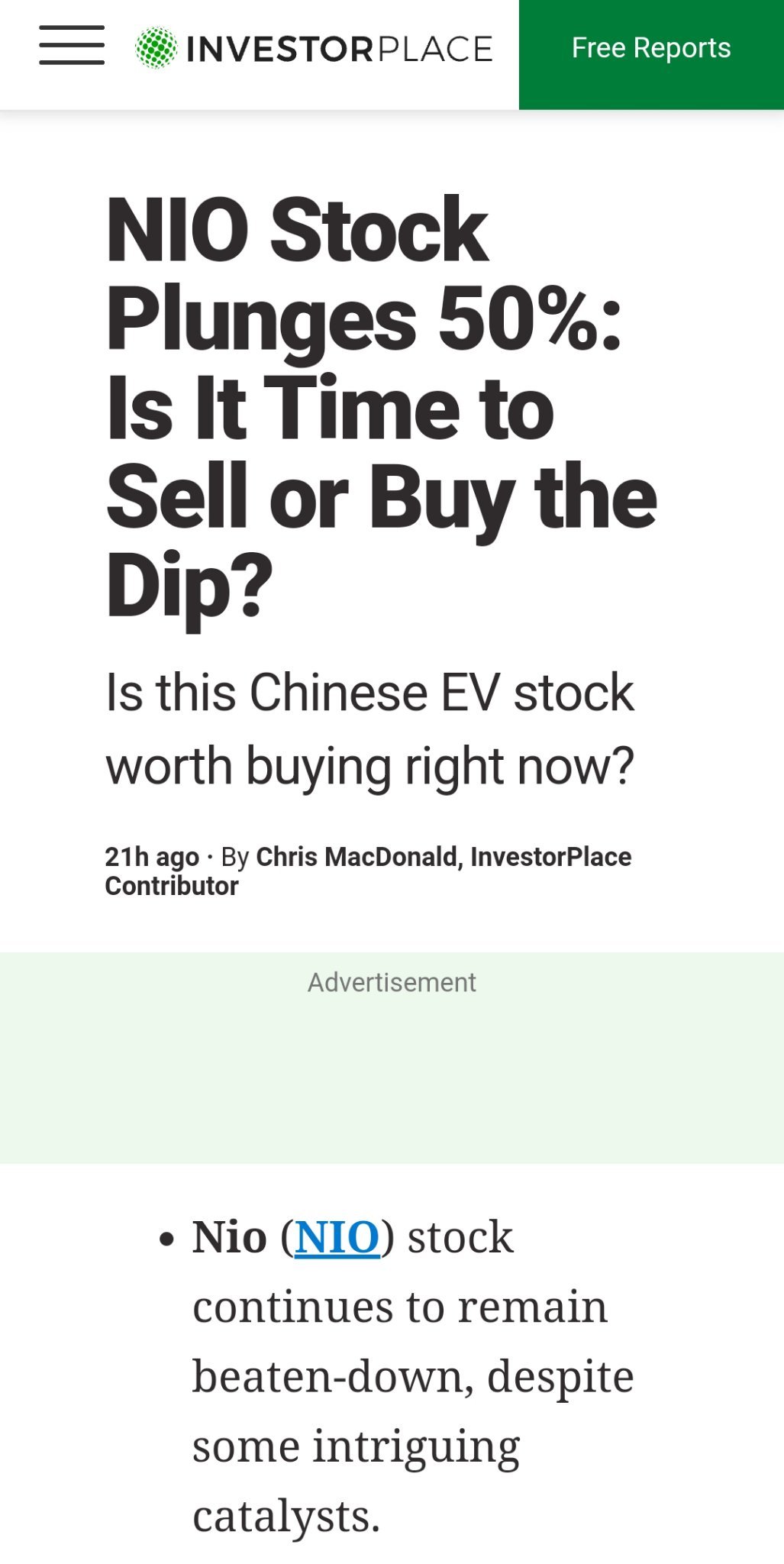 NIO 股價暴跌50％：是時候賣還是買下跌？ - moomoo 社區