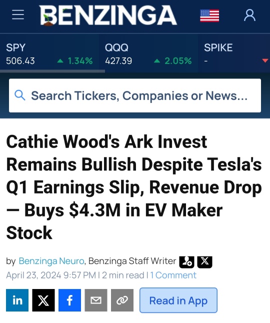 Cathie Wood's Ark Invest Buys $4.3M in Tesla Stock  Despite Q1 Earnings Slip
