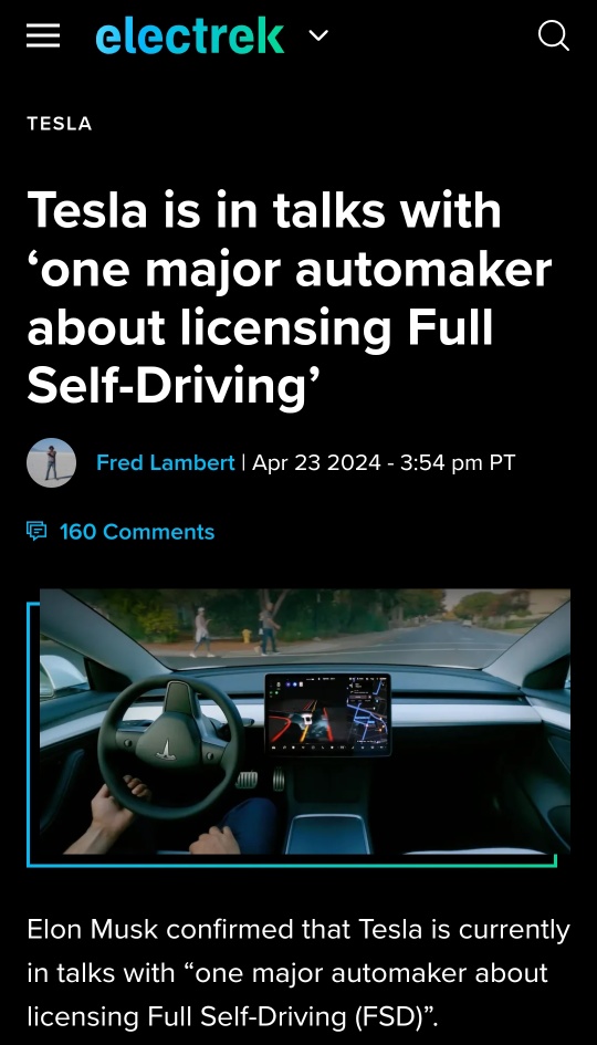 Tesla licensing the Full Self-Driving and leading in autonomous driving
