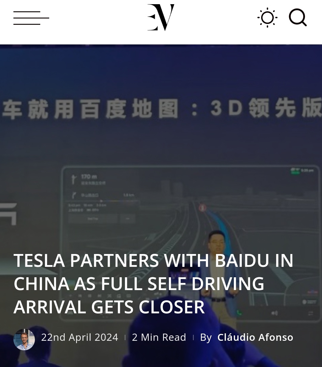 特斯拉與百度在中國合作，隨著全自動駕駛的到來越來越近