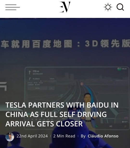 Tesla Partners with Baidu in China As Full Self Driving Arrival Gets Closer