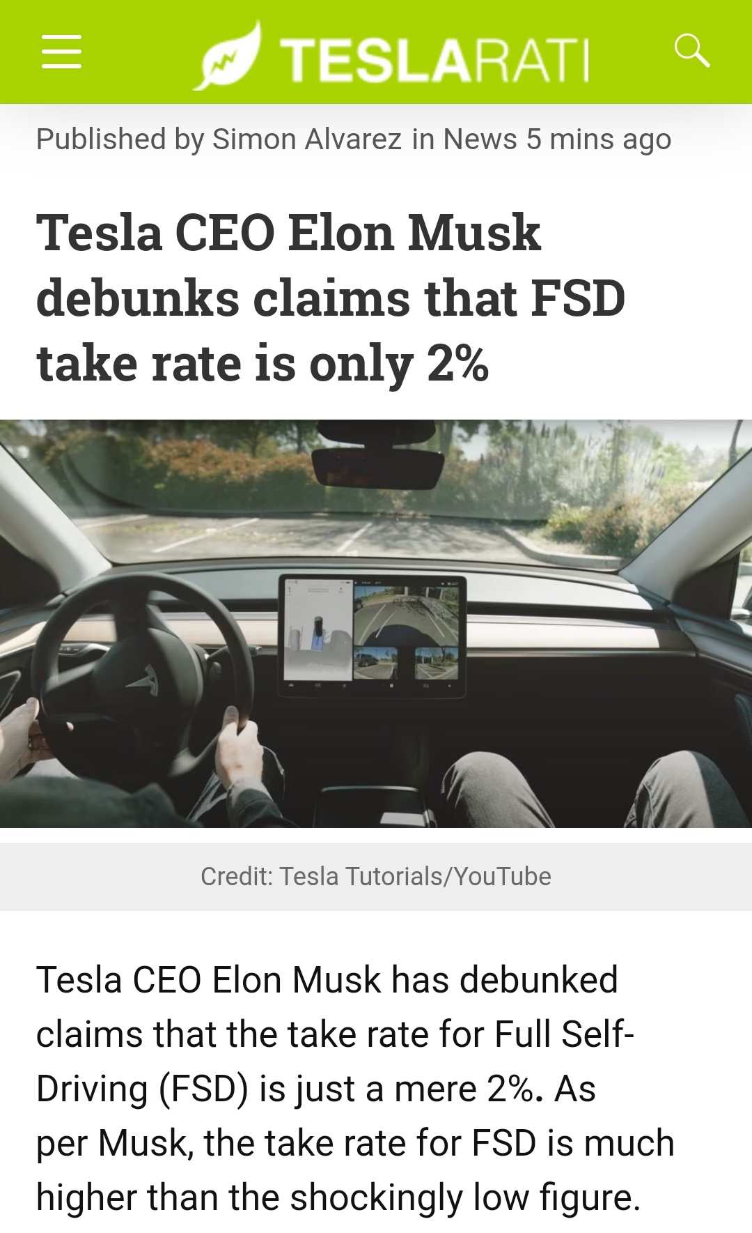 Tesla CEO Elon Musk debunks claims that FSD take rate is only 2%