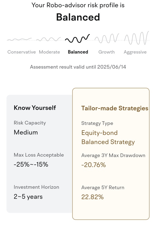 My Robo-advisor Risk Profile - Medium Risk and Balanced Investment Style