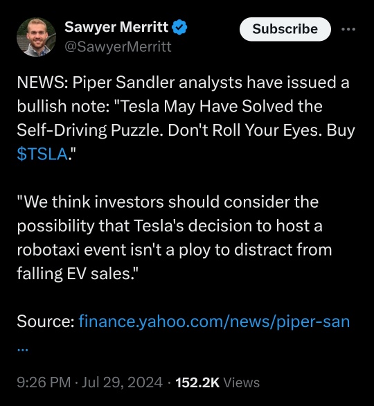 Tesla ‘may have solved the Self-Driving puzzle’: Piper Sandler