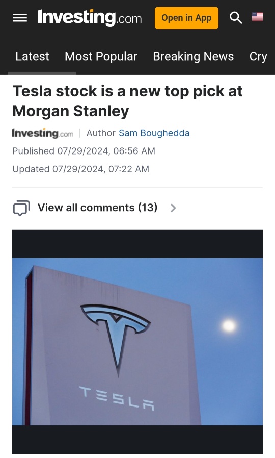 Morgan Stanley elevated Tesla to "Top Pick" in US Auto Sector replacing Ford